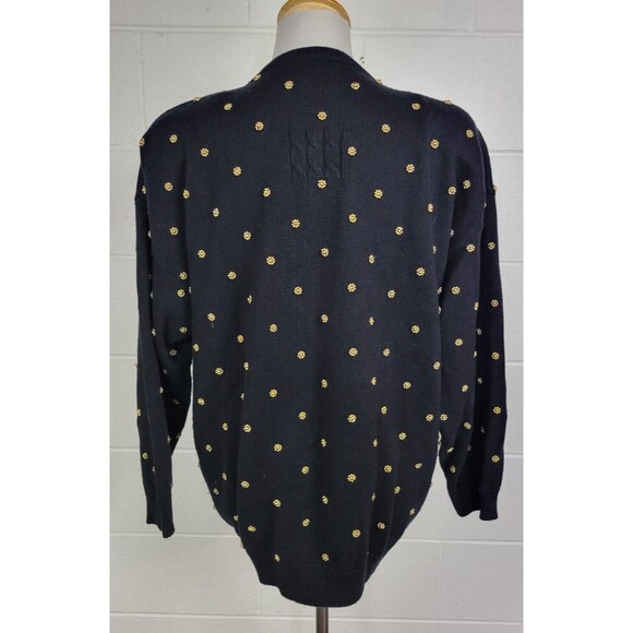 Vintage Marisa Christina Black Gold Beaded Cardigan Sweater 1X - Picture 4 of 8